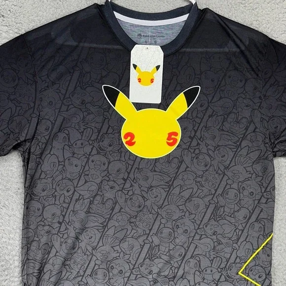 Pokemon Pikachu Adult Mens T-Shirt Large Grey Graphic Ombre Short Sleeve Tee NEW - Picture 1 of 8